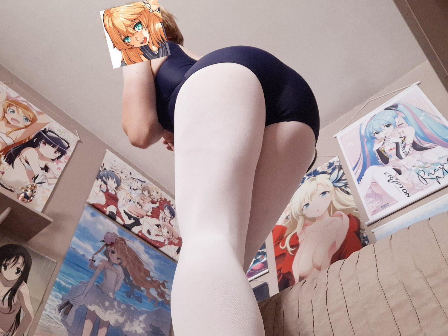 Femboy in tight blue swimsuit~ #CSYG1nti